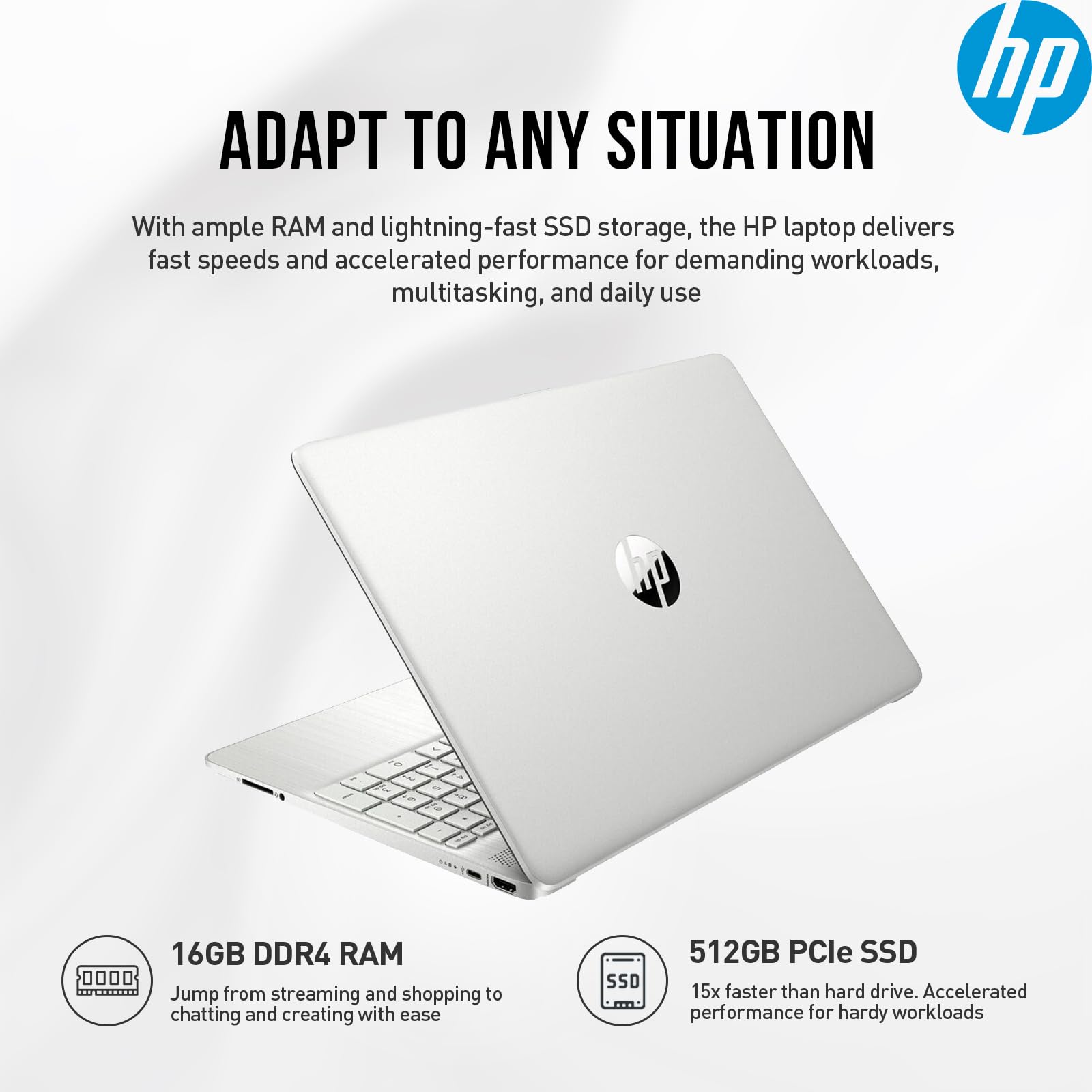 Hp 15 Laptop Computer College Students, Ultra Thin Light Notebook Pc Laptop 15.6 Inch, 4-Core Amd Ryzen 3, 16Gb Ram 512Gb Ssd, L